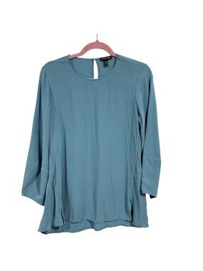 Eileen Fisher Blue Silk Blouse Size XS